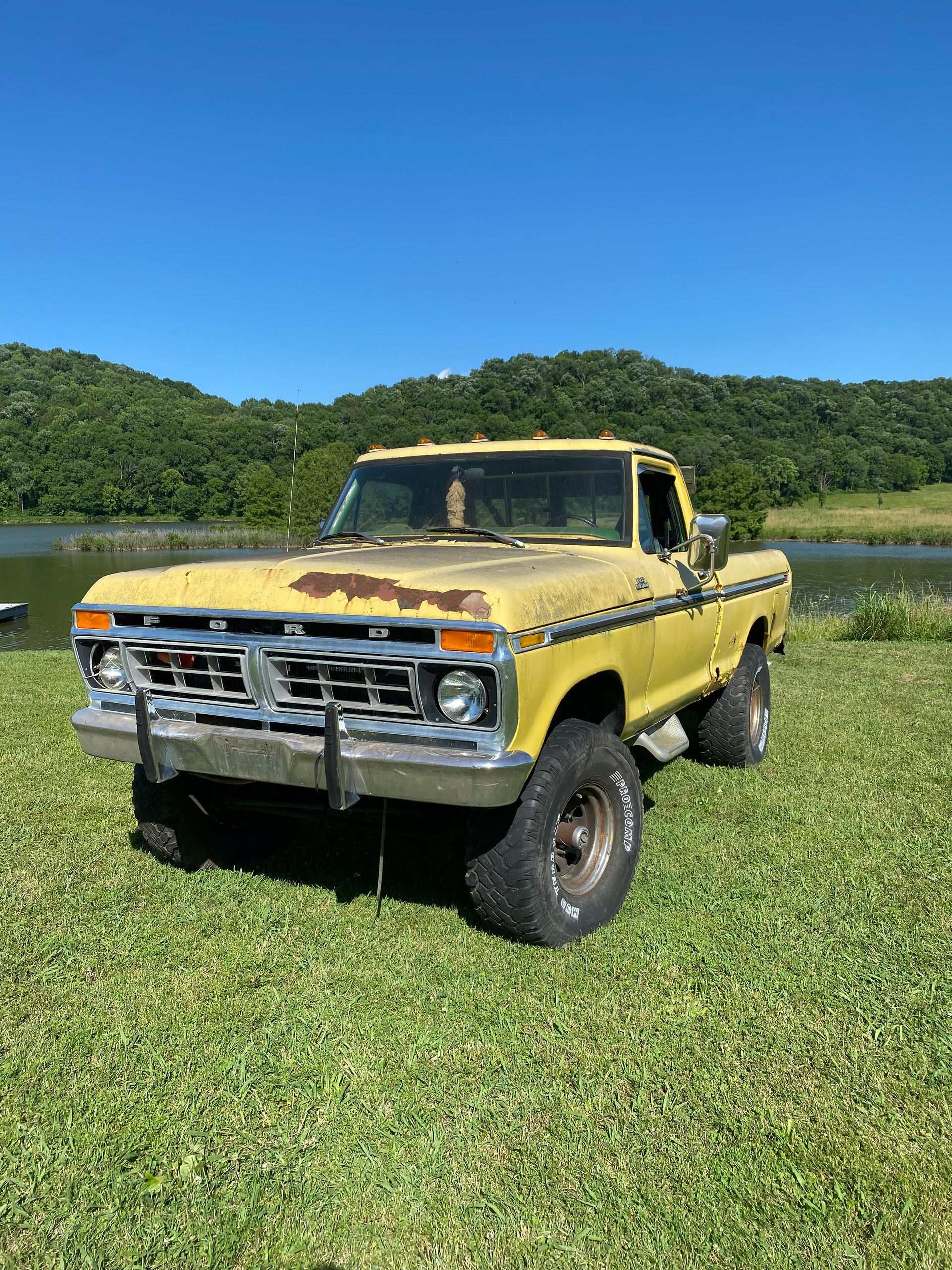 Vintage Ford truck by the lake